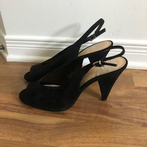 Black Suede Leather high heels sandals